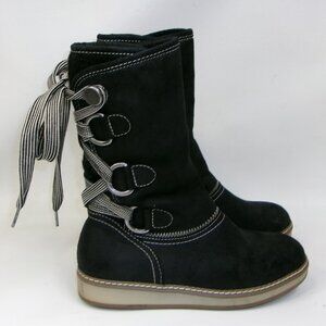 White Mountain Women's Black Faux Fur Lined Tivia Platform Boots Size‎ 6